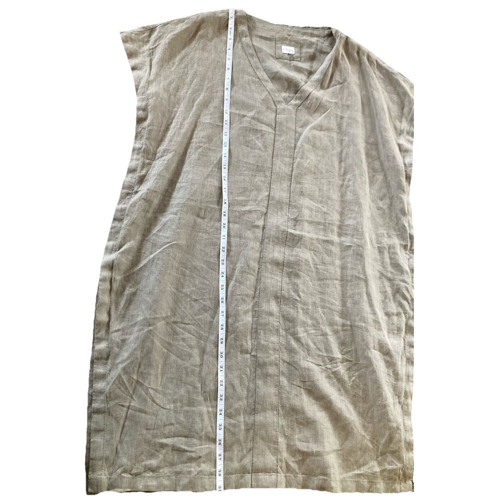 Poetry 100% Linen Lagenlook Coastal Resort Womens 12/14 Green Shirt Dress - Picture 4 of 11